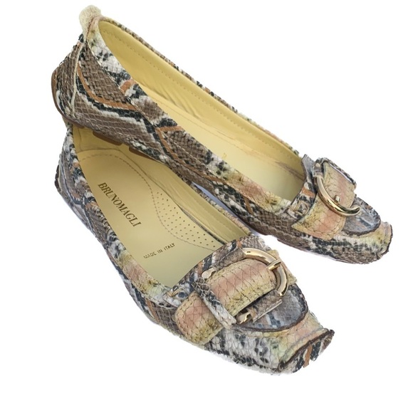 Bruno Magli Shoes - Bruno Magli Snakeskin Flats Loafers w/ Buckle Made in Italy Size 37 Old Money